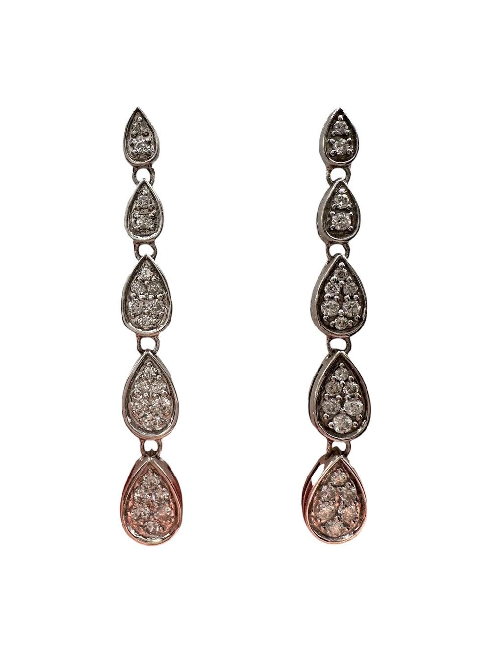 0.50ctw Natural Diamond Drop Earrings 10K White Gold GH SI New